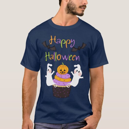 Halloween Cupcake-teken T-shirt (Voorkant)