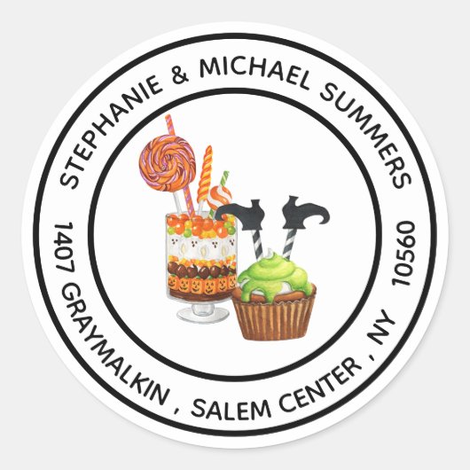 Halloween Cupcake Traktaties Ronde Sticker (Voorkant)