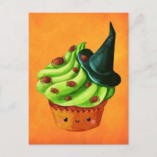 Halloween Cupcake vol kleine spinnen Briefkaart (Voorkant)