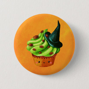 Halloween Cupcake vol kleine spinnen Ronde Button 5,7 Cm