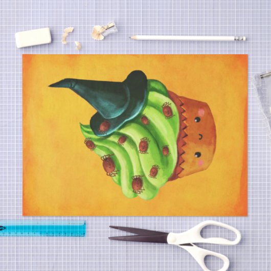 Halloween Cupcake vol kleine spinnen Tissuepapier (Craft)