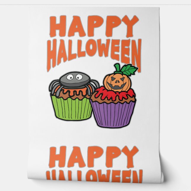Halloween cupcakes behang (Afrollen)