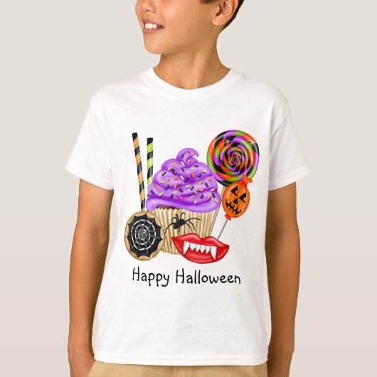 Halloween Cupcakes en Snoep T-Shirt (Voorkant)
