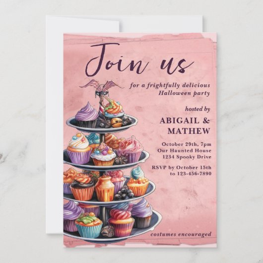 Halloween Cupcakes Trendy Halloween Party Kaart (Voorkant)