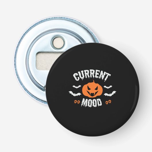 Halloween Current Mood Pumpkin Birthday Button Flesopener (Voorkant)
