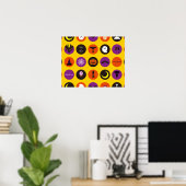 Halloween Custom Cool grillig patroon geel Poster (Thuiskantoor)