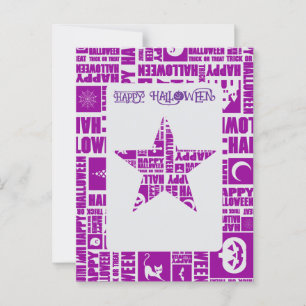 Halloween Custom Cool Whimsical Typography Paarse Briefkaart