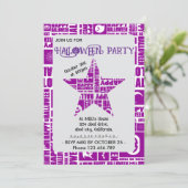 Halloween Custom Cool Whimsical Typography Paarse Kaart (Staand voorkant)