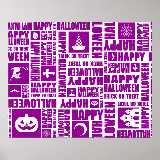 Halloween Custom Cool Whimsical Typography Paarse Poster (Voorkant)