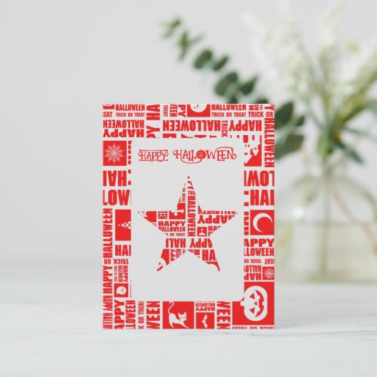 Halloween Custom Cool Whimsical Typography Rood Briefkaart (Staand voorkant)