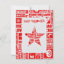 Halloween Custom Cool Whimsical Typography Rood Briefkaart