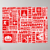 Halloween Custom Cool Whimsical Typography Rood Poster (Voorkant)