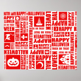 Halloween Custom Cool Whimsical Typography Rood Poster
