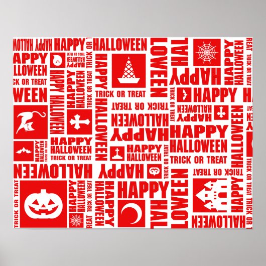 Halloween Custom Cool Whimsical Typography Rood Poster (Voorkant)