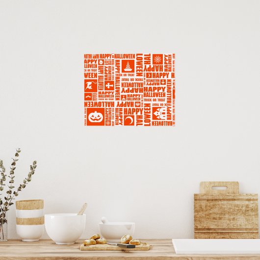 Halloween Custom Cool Whimsical Typography Sinaasa Poster (Keuken)