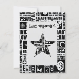 Halloween Custom Cool Whimsical Typography Zwart Briefkaart