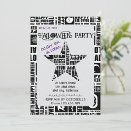 Halloween Custom Cool Whimsical Typography Zwart Kaart