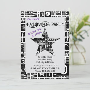 Halloween Custom Cool Whimsical Typography Zwart Kaart