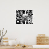 Halloween Custom Cool Whimsical Typography Zwart Poster (Keuken)