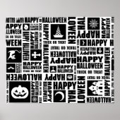 Halloween Custom Cool Whimsical Typography Zwart Poster (Voorkant)