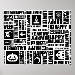 Halloween Custom Cool Whimsical Typography Zwart Poster