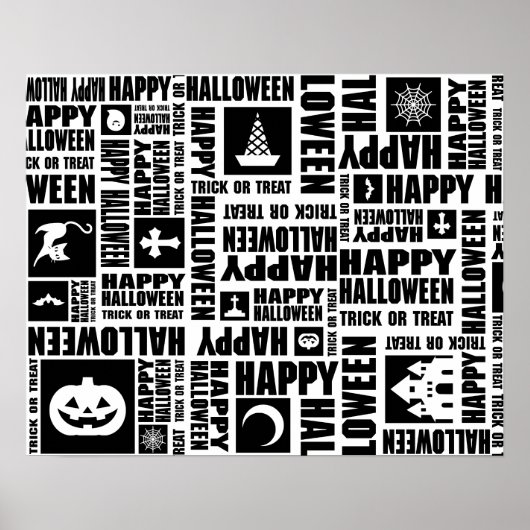 Halloween Custom Cool Whimsical Typography Zwart Poster (Voorkant)