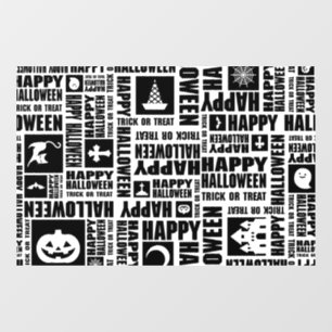 Halloween Custom Cool Whimsical Typography Zwart Raamsticker