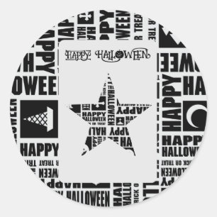 Halloween Custom Cool Whimsical Typography Zwart Ronde Sticker