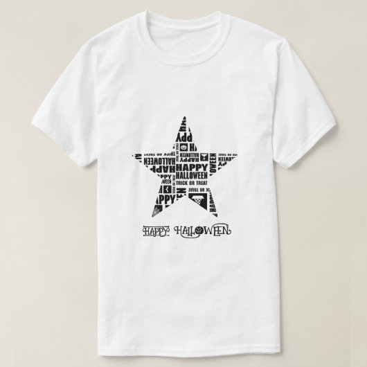 Halloween Custom Cool Whimsical Typography Zwart T-shirt (Design voorkant)