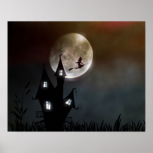 Halloween Custom Cool Whimsical Witch Silhouette Poster (Voorkant)