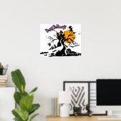 Halloween Custom Cool Whimsical Witch Silhouette Poster