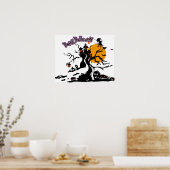 Halloween Custom Cool Whimsical Witch Silhouette Poster (Keuken)