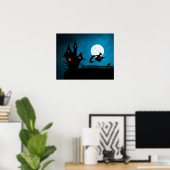 Halloween Custom Cool Whimsical Witch Silhouette Poster (Thuiskantoor)