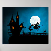 Halloween Custom Cool Whimsical Witch Silhouette Poster (Voorkant)