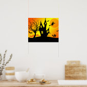 Halloween Custom Cool Whimsical Witch Sinaasappel Poster (Keuken)