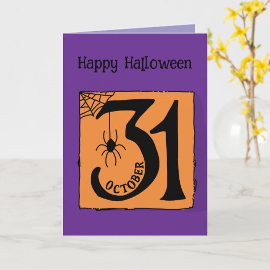 Halloween Custom grillig Grappig Modern Paarse Kaart (Gele Bloem)