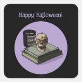 Halloween Custom grillig Grappig Modern Paarse Vierkante Sticker (Voorkant)