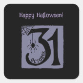 Halloween Custom grillig Grappig Modern Paarse Vierkante Sticker (Voorkant)