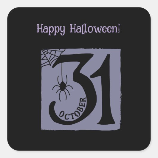 Halloween Custom grillig Grappig Modern Paarse Vierkante Sticker (Voorkant)