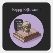 Halloween Custom grillig Grappig Modern Paarse Vierkante Sticker (Voorkant)