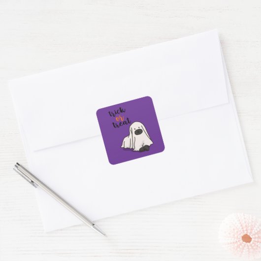 Halloween Custom grillig Grappig Modern Paarse Vierkante Sticker (Envelop)