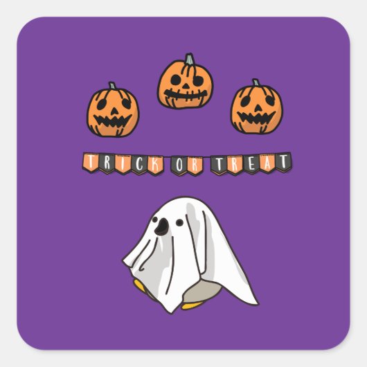 Halloween Custom grillig Grappig Modern Paarse Vierkante Sticker (Voorkant)