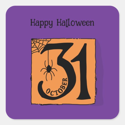 Halloween Custom grillig Grappig Modern Paarse Vierkante Sticker (Voorkant)