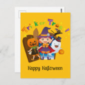 Halloween Custom grillige Schattigee heks meisje Briefkaart (Voorkant / Achterkant)