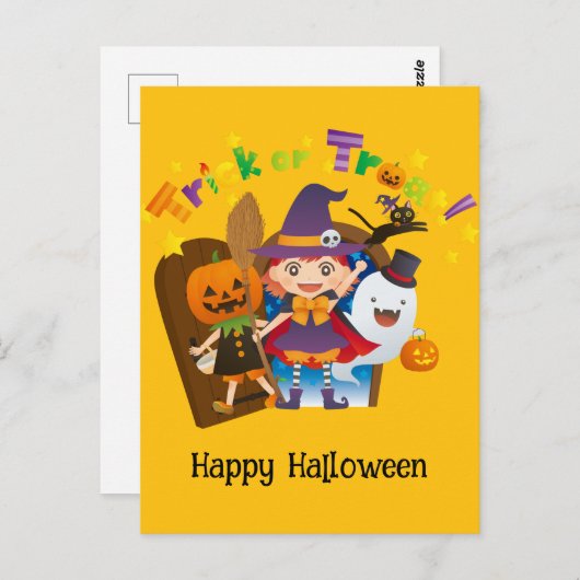 Halloween Custom grillige Schattigee heks meisje Briefkaart (Voorkant / Achterkant)