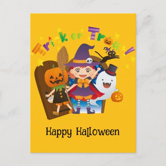 Halloween Custom grillige Schattigee heks meisje Briefkaart (Voorkant)