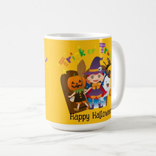 Halloween Custom grillige Schattigee heks meisje S Koffiemok (Voorkant rechts)