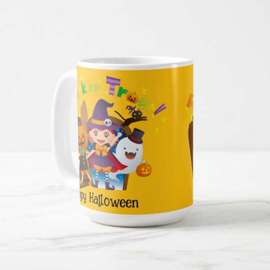 Halloween Custom grillige Schattigee heks meisje S Koffiemok (Voorkant links)