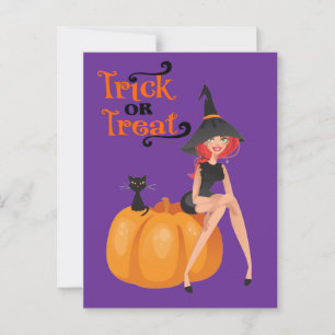 Halloween Custom grillige Schattigee heks Paarse Briefkaart
