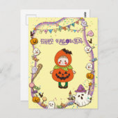 Halloween Custom grillige Schattigee pompoen meisj Briefkaart (Voorkant / Achterkant)